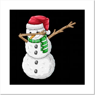 Dabbing Snowman Winter Funny Kids Christmas Gift Posters and Art